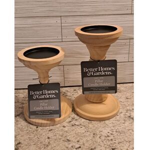 Better Homes and Gardens Wooden Pillar Candlestick Holders NWT